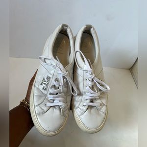 Tory Burch Amalia Women’s Sneakers Snow White/Silver Leather Size 9.